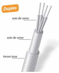 Cavo schermato duplex termocoppia fibra di vetro/fibra di vetro/inox