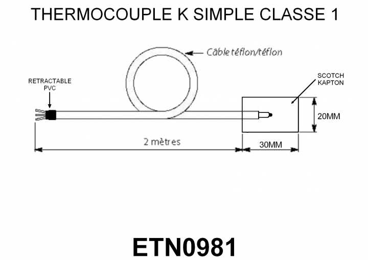 CNBTR - 10 Sonde Termocoppia In Metallo Tipo K, 1 Metro, Con Connettore Mini, Da 0 A 700°C - 2