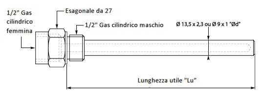2 Pozzetti Termometrici Con Filettatura G 1/2", Tasca A Vite - 7